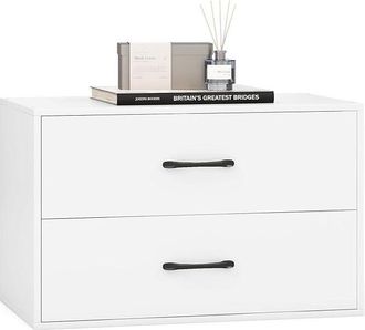 Costway Organizzatore di Stoccaggio Impilabile con 2 Cassetti, Mobile Orizzontale con Kit Anti-Ribaltamento, Com&ograve; Multiuso per Soggiorno Studio Ufficio