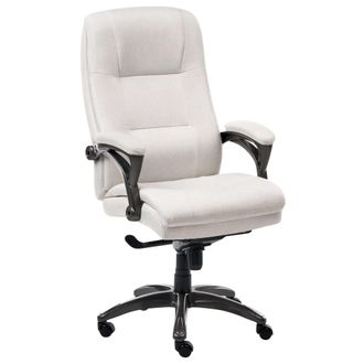 Beliani Silla Ejecutiva De Oficina Asiento Inclinable Acolchado Grueso Lino Beige Claro Magnus