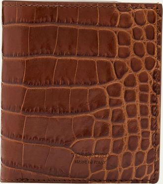Tom Ford Mens Croc-Embossed Leather Folding Card Holder