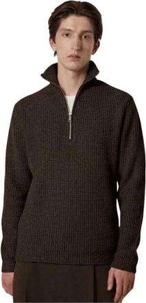 Daniele Fiesoli Polo Zip - Heren - Sweatshirts & Hoodies - Bruin - Maat: L Wol