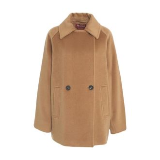 Max Mara Dames, Mantels, Bruin, Maat: S Wol
