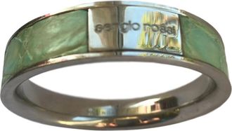 Sergio Rossi Steel & Exotic Leather Bangle
