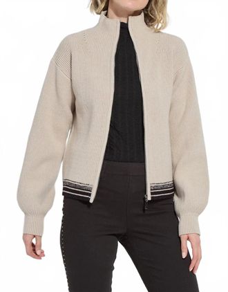 Lyss&eacute; Blythe Zip Up Rib Sweater In Extra Beige