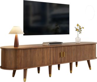 STILVORA Mueble De Tv Con Puerta Corredera De Rat&aacute;n, 2 Cajones Y Huecos Abiertos, Estilo R&uacute;stico, En Mdf, 175&times;38&times;45 Cm, Nogal