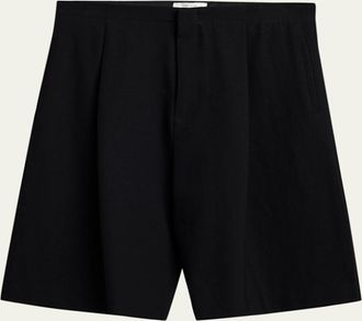 The Row Mens Sayed Pleated Wool Gabardine Shorts
