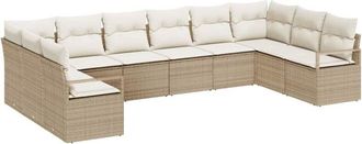 vidaXL Vidaxl - Conjunto De Sof&aacute; De Jard&iacute;n Con Coj&iacute;n 10 Pcs Beige, Crema