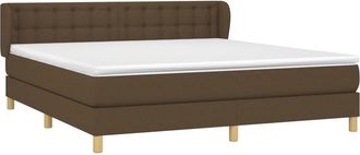 vidaXL Vidaxl - Cama Box Spring Con Colch&oacute;n Tela Marr&oacute;n Oscuro 180x200 Cm