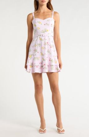 Sugarlips Margote Floral Print Ruffle Dress in Blush-Pink at Nordstrom, Size X-Small