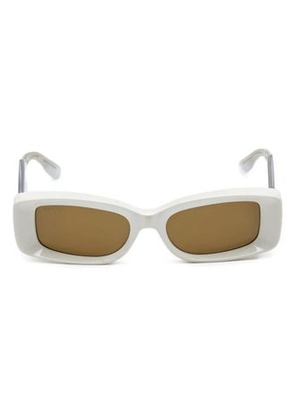 Gucci Zonnebril met rechthoekig montuur - Wit