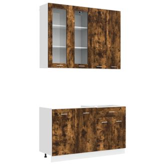 vidaXL Unidad De Cocina Lyon 4 Uds. Roble Ahumado Madera De Ingenier&iacute;a Vidaxl