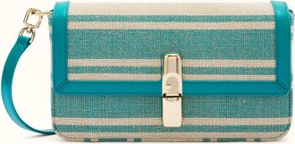 Furla Iride Borsa A Tracolla S Toni Amatore Blue Multicolore Tessuto Canvas A Righe + Pelle Di Vitello Sidney Donna