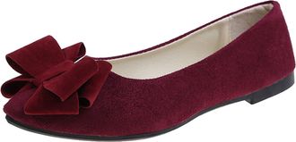 Generic Womens Flat Shoes Wide Fit Lightweight Suede Casual Flats Womens Jelly Ballet Shoes with Bow for Dating Commuting Non Slip Ballerina Pumps Pointed Sha