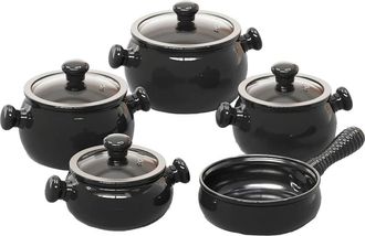 Ceraflame Ceraflame Premiere 9 Piece Ceramic Cookware Set with Glass Lids - Black