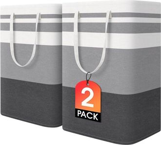 OEM Cesto Para Ropa - Cesto Para Ropa Plegable De 2 Compartimentos - Tela De Algod&oacute;n Y Lino Con Revestimiento Impermeable De Pe - Estructura Met&aacute;lica Esta