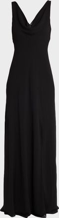 Jason Wu Plunging Cowl-Neck Sleeveless Crepe Gown
