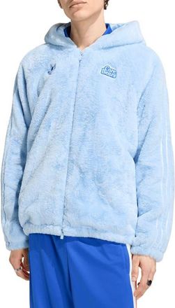 adidas Care Bears Full Zip Faux Fur Hoodie in Clear Sky at Nordstrom, Size Xx-Large