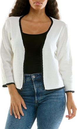 Nina Leonard Scalloped Bolero in White/Black at Nordstrom Rack, Size X-Large