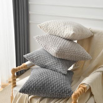OEM Funda De Coj&iacute;n Para Sof&aacute; 40x40 Gris Beige Crema Degradado Pana Juego De 4 Cojines Decorativos De Estilo Bohemio Para Sof&aacute;, Sala De Estar Y Dormitorio,
