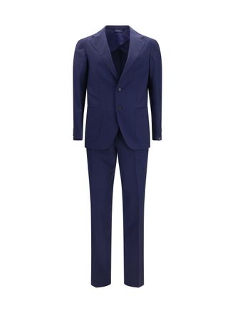 Gi Capri Mens Suit Single-Breasted Virgin Wool Blue Fleece (ovis Aries) Suits