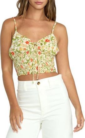 Billabong Babe Floral Smocked Crop Camisole in Green Multi at Nordstrom Rack, Size X-Large