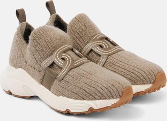 Tod's Leather-trimmed knit sneakers