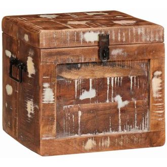 vidaXL Caja De Almacenamiento Marr&oacute;n Madera De Mango Maciza Vidaxl