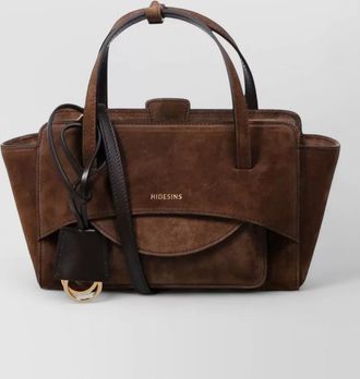 Hidesins small flap leather shoulder tote bag
