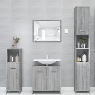 vidaXL Armario De Ba&ntilde;o Madera Contrachapada Gris Sonoma 30x30x183,5 Cm Vidaxl
