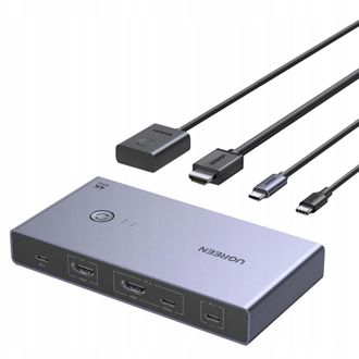 OEM Conmutador Kvm Para 2 Ordenadores Y 1 Monitor, Usb-c, Hdmi, 4k, 60 Hz - Gris