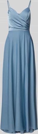 Laona Abendkleid aus Satin mit Raffungen in Rauchblau, Gr&ouml;&szlig;e 32