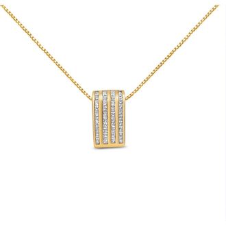 House of Brilliance 14K Yellow Gold 2 1/3 cttw Princess Cut Diamond Block Pendant Necklace at Nordstrom