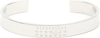 Maison Margiela Zilverkleurig Gegraveerd Logo Manchet Armband - Dames - Armbanden - Grijs - XL - Accessoires