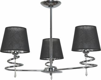 OEM L&aacute;mpara De Techo Cromada Con Cristales, Pantalla Negra, Queen Negro Ii 12-682