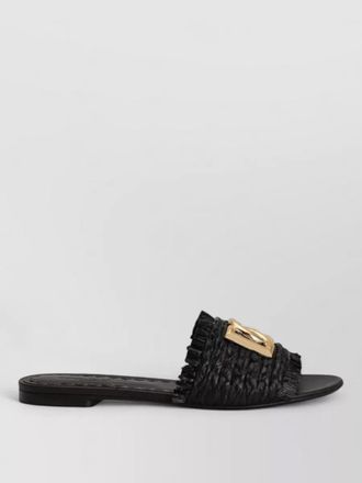 Dolce & Gabbana leather raffia flat sandals