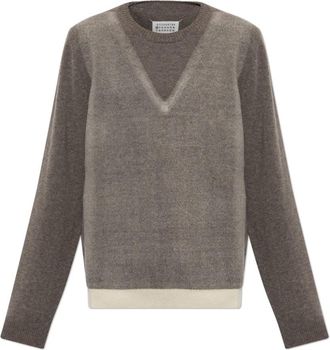 Maison Margiela Wool Sweater - Heren - Ronde hals truien - Bruin - L - Wol - Truien & Vesten