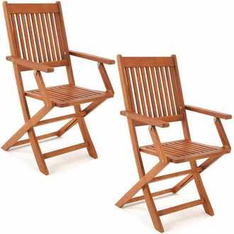 Deuba Casaria 2x Sillas De Jard&iacute;n Sydney Silla Plegable Asiento De Madera De Acacia Fsc Pre Aceitada Exterior Balc&oacute;n Terraza