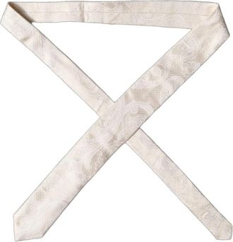 Dolce & Gabbana Floral Silk Verstelbare Strikdas - Heren - Stropdassen - Wit - ONE Size - Accessoires