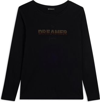Freddy T-shirt a maniche lunghe con scritta Dreamer in strass