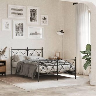 vidaXL Estructura Cama Sin Colch&oacute;n Con Estribo Metal Negro 120x190 Cm Vidaxl