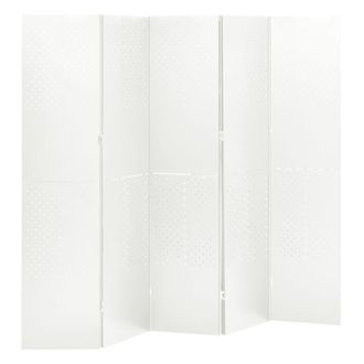 vidaXL Biombo Divisor De 5 Paneles Acero Blanco 200x180 Cm Vidaxl