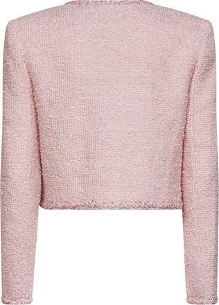 Self Portrait Womens Jacket Boucl&eacute; With Braided Trimmings, Pink