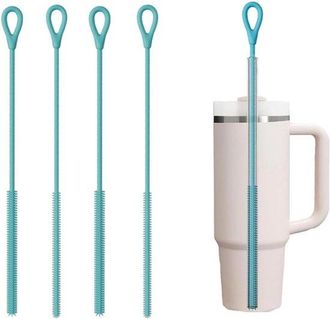 OEM Pack De 4 Cepillos De Silicona Para Limpiar Pajitas: Cepillo Flexible De 25 Cm De Largo Pajitas Metal Vidrio, Azul Lago (combinaci&oacute;n 6 Mm + 9 Mm)