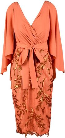 Maestri Wrap-Style Midi Sheath Dress