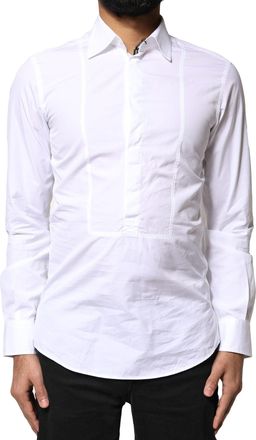 Dolce & Gabbana Mens White Cotton Long Sleeves Formal Dress Shirt