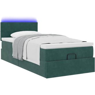 vidaXL Estructura De Cama Otomana Colch&oacute;n Terciopelo Verde Oscuro Vidaxl