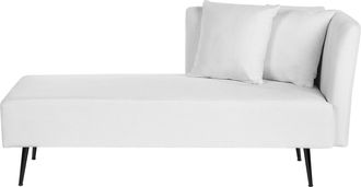 Beliani Beliani - Chaise Longue Moderno Derecho Tapicer&iacute;a De Tela De Poli&eacute;ster Con Cojines Patas De Metal Div&aacute;n Blanco Riom