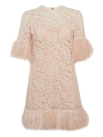 Dolce & Gabbana feather-trim mini dress - Pink
