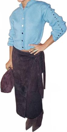 Never Fully Dressed Suede Wrap Skirt In Brown