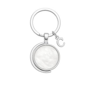 Generic June Birthstone Personalised Keyring - Pearl white Name Charm with Initial - Custom Moon Keychain Gift for Her