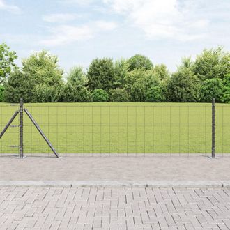 Berkfield Home Euro Fence with 13 Flanged Posts 0.6x25 m Galvanised Steel in Silver